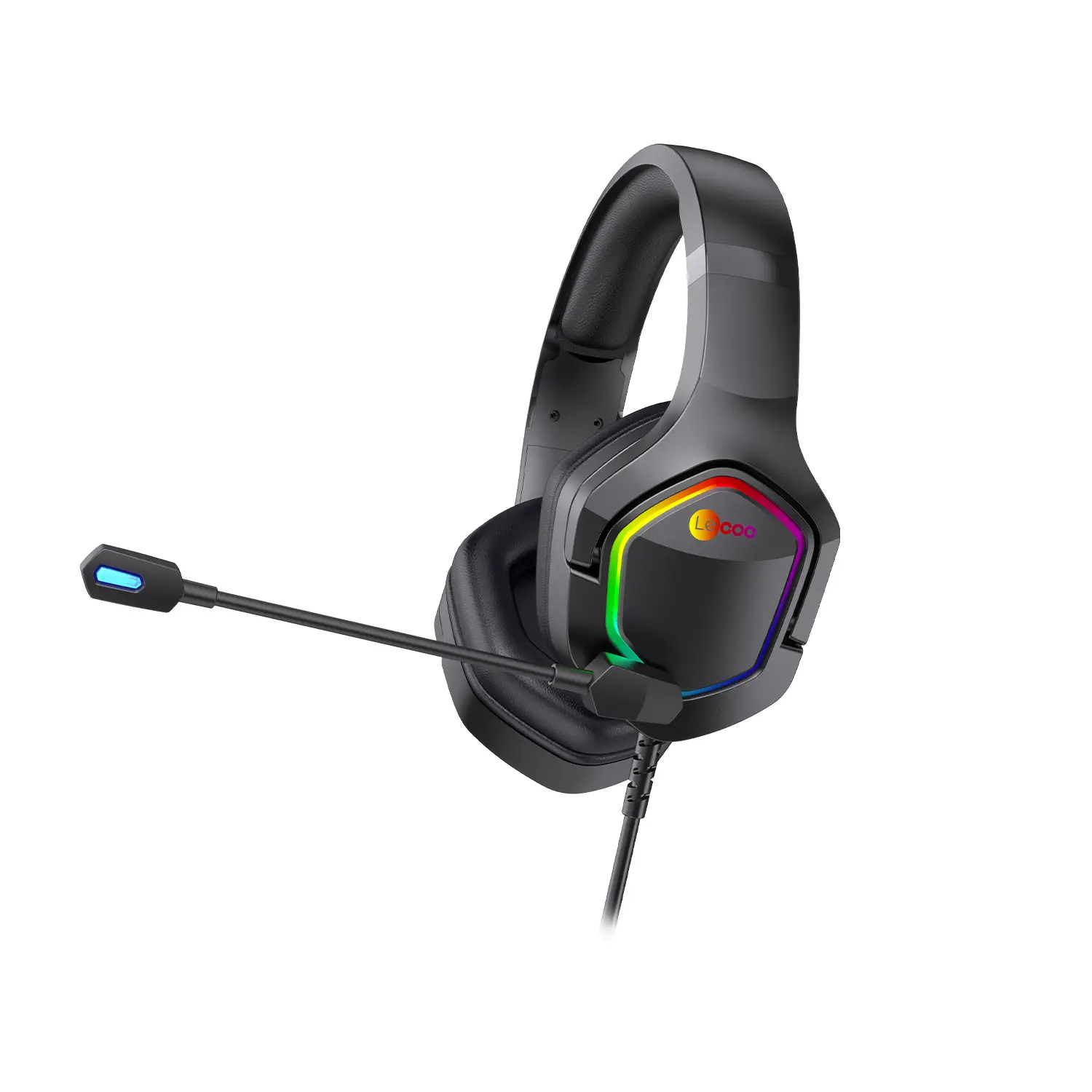 Lecoo HT403 3.5mm Jack + USB Kablolu Kulak Üstü RGB Aydınlatmalı Gaming Kulaklık Siyah - Image 2