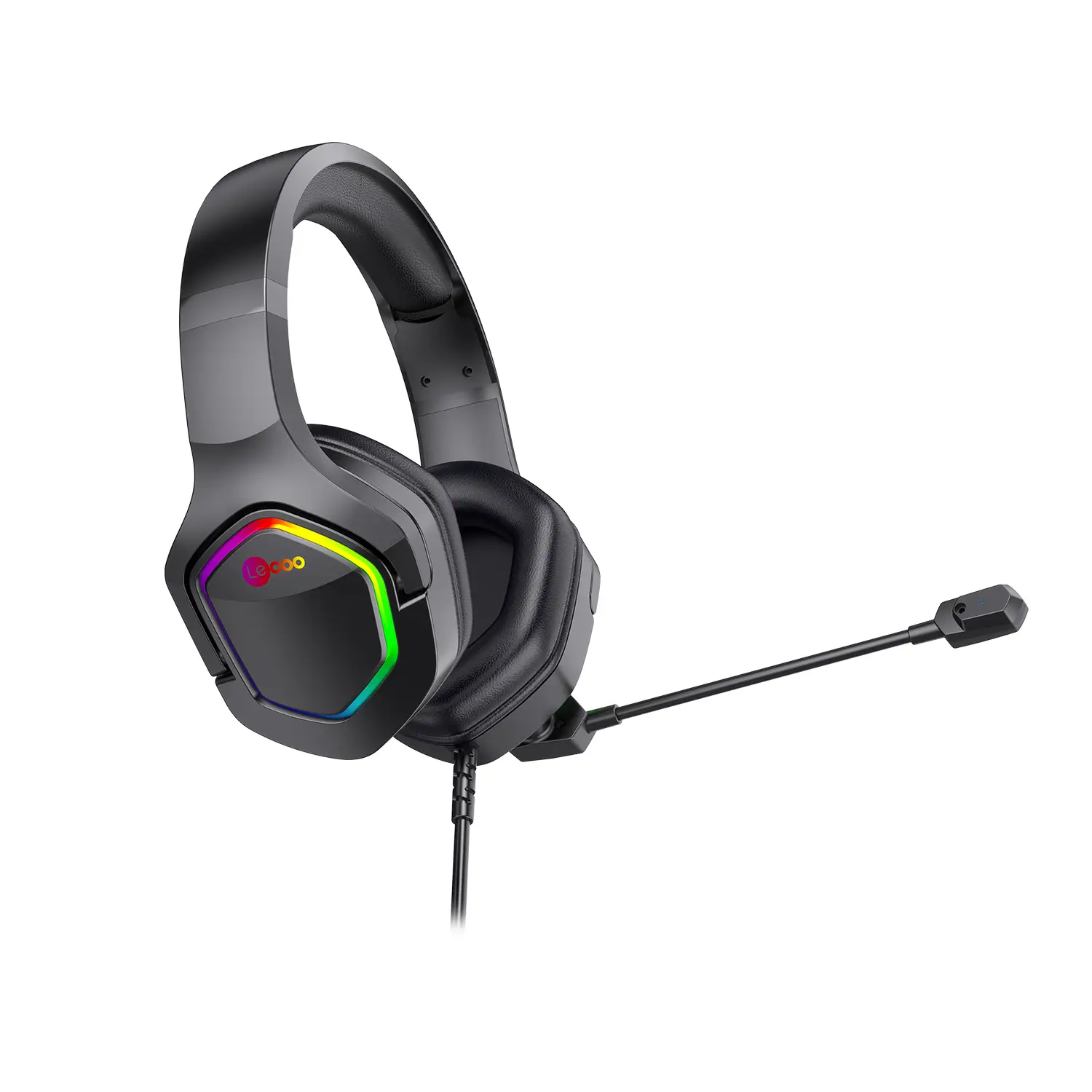 Lecoo HT403 3.5mm Jack + USB Kablolu Kulak Üstü RGB Aydınlatmalı Gaming Kulaklık Siyah - Image 3