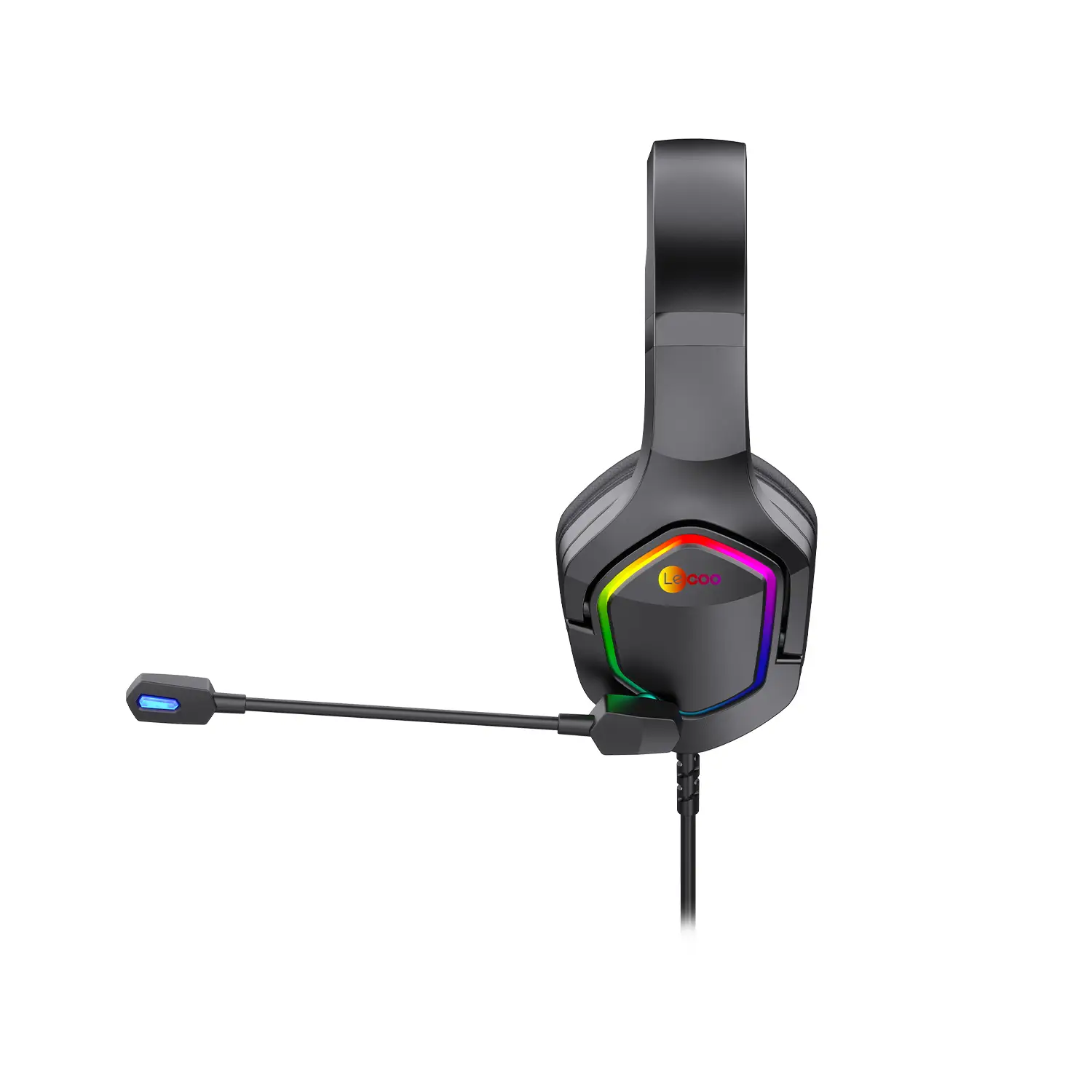 Lecoo HT403 3.5mm Jack + USB Kablolu Kulak Üstü RGB Aydınlatmalı Gaming Kulaklık Siyah - Image 5