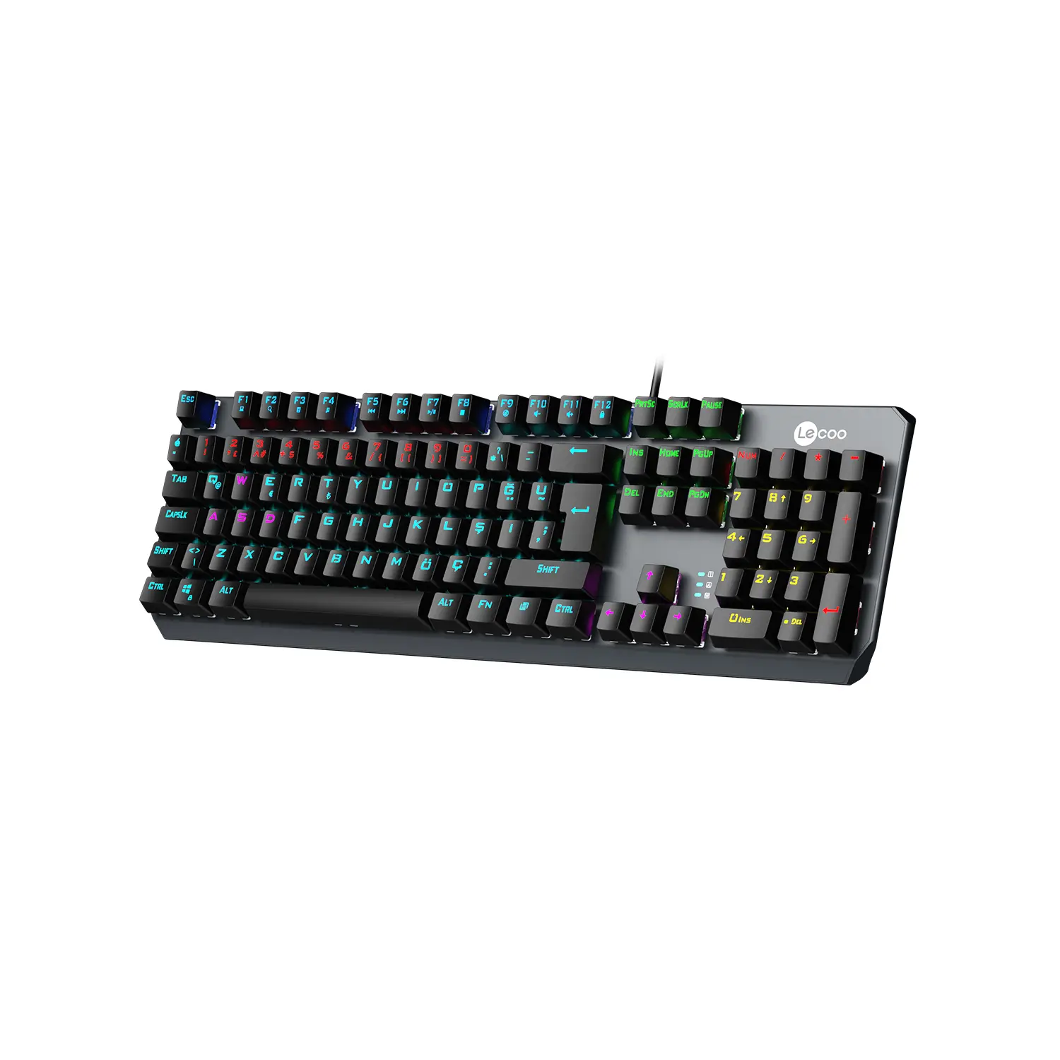 Lecoo GK301 USB Kablolu Makro Tuşlu Blue Switch RGB LED Aydınlatmalı Gaming Mekanik Türkçe Q Klavye Metalik Gri - Image 2