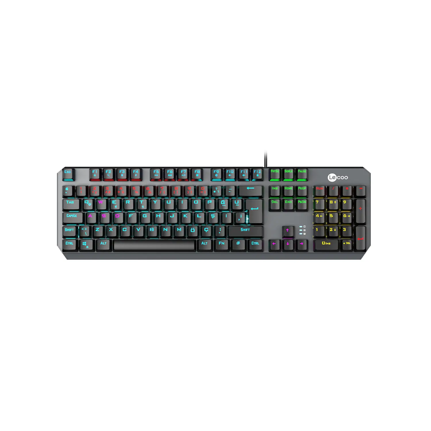 Lecoo GK301 USB Kablolu Makro Tuşlu Blue Switch RGB LED Aydınlatmalı Gaming Mekanik Türkçe Q Klavye Metalik Gri - Image 4