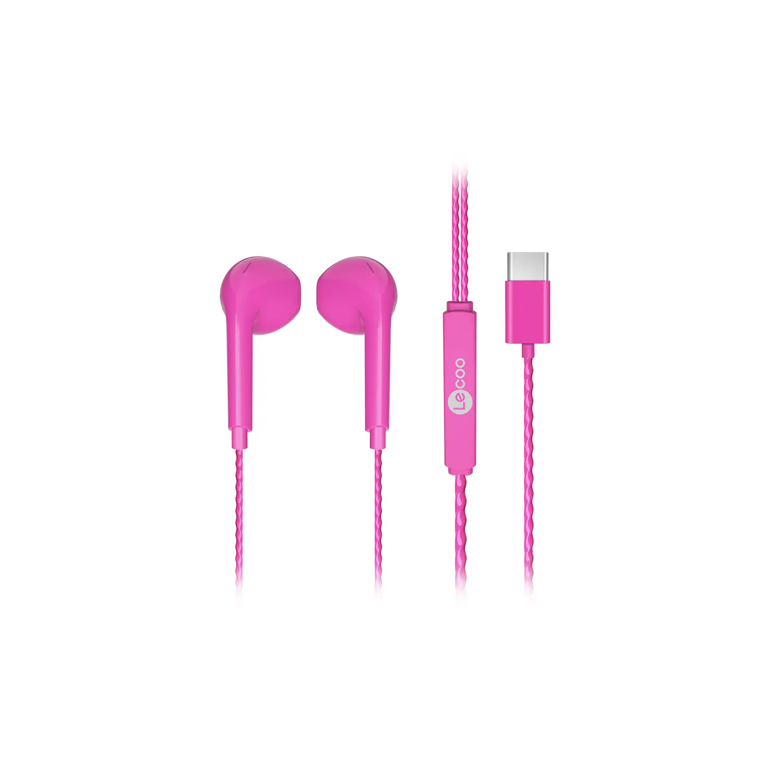 Lecoo EH104 Kablolu Type-C Kulak İçi Mikrofonlu Kulaklık Pembe - Image 3