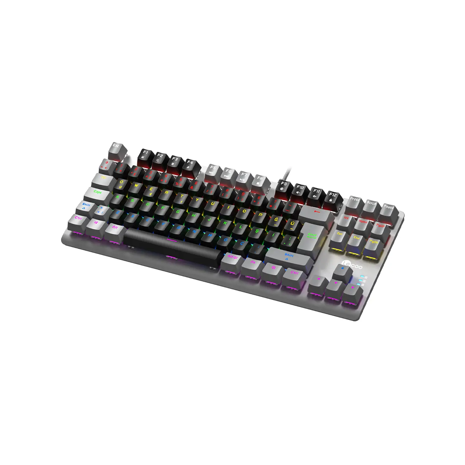 Lecoo GK304 USB Kablolu Red Switch Makro Tuşlu RGB LED Aydınlatmalı Gaming Mekanik Türkçe Q Klavye Siyah Ağırlıklı Siyah & Gri - Image 3