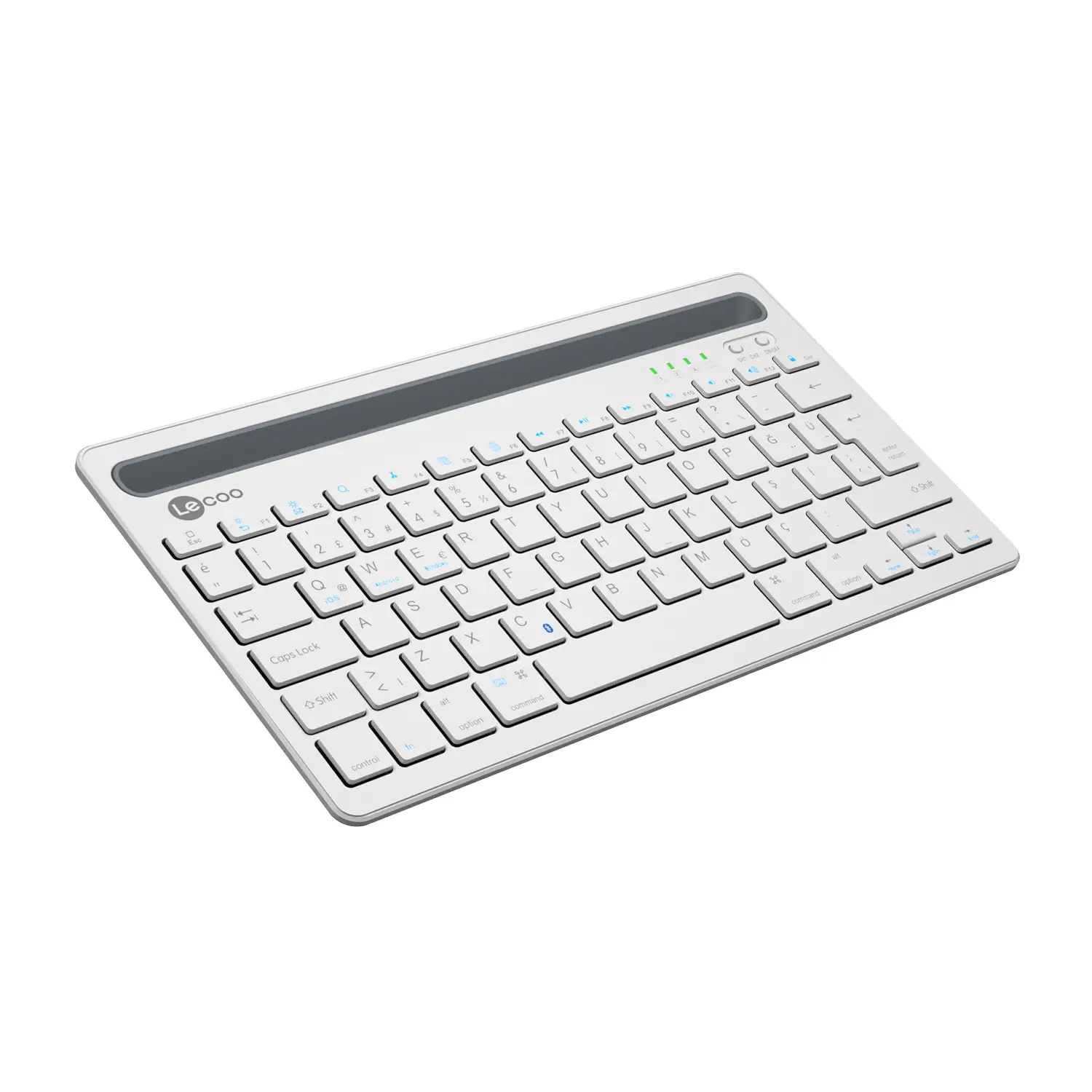 Lecoo BK100 Kablosuz Bluetooth Şarj Edilebilir Çoklu Cihaz ile Uyumlu Türkçe Q Klavye Beyaz - Image 2