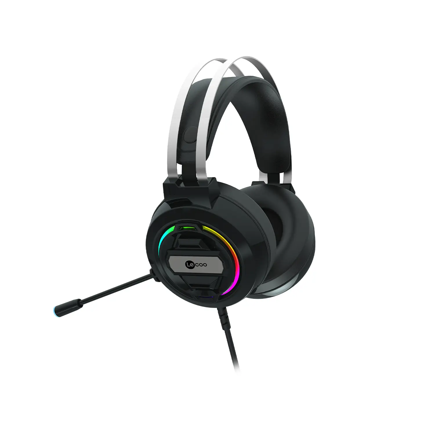 Lecoo HT401 Kablolu 3.5mm Jack + USB Kulak Üstü RGB LED Aydınlatmalı Gaming Kulaklık Siyah - Image 2