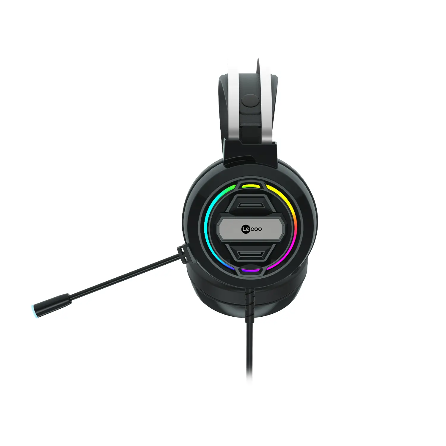 Lecoo HT401 Kablolu 3.5mm Jack + USB Kulak Üstü RGB LED Aydınlatmalı Gaming Kulaklık Siyah - Image 3