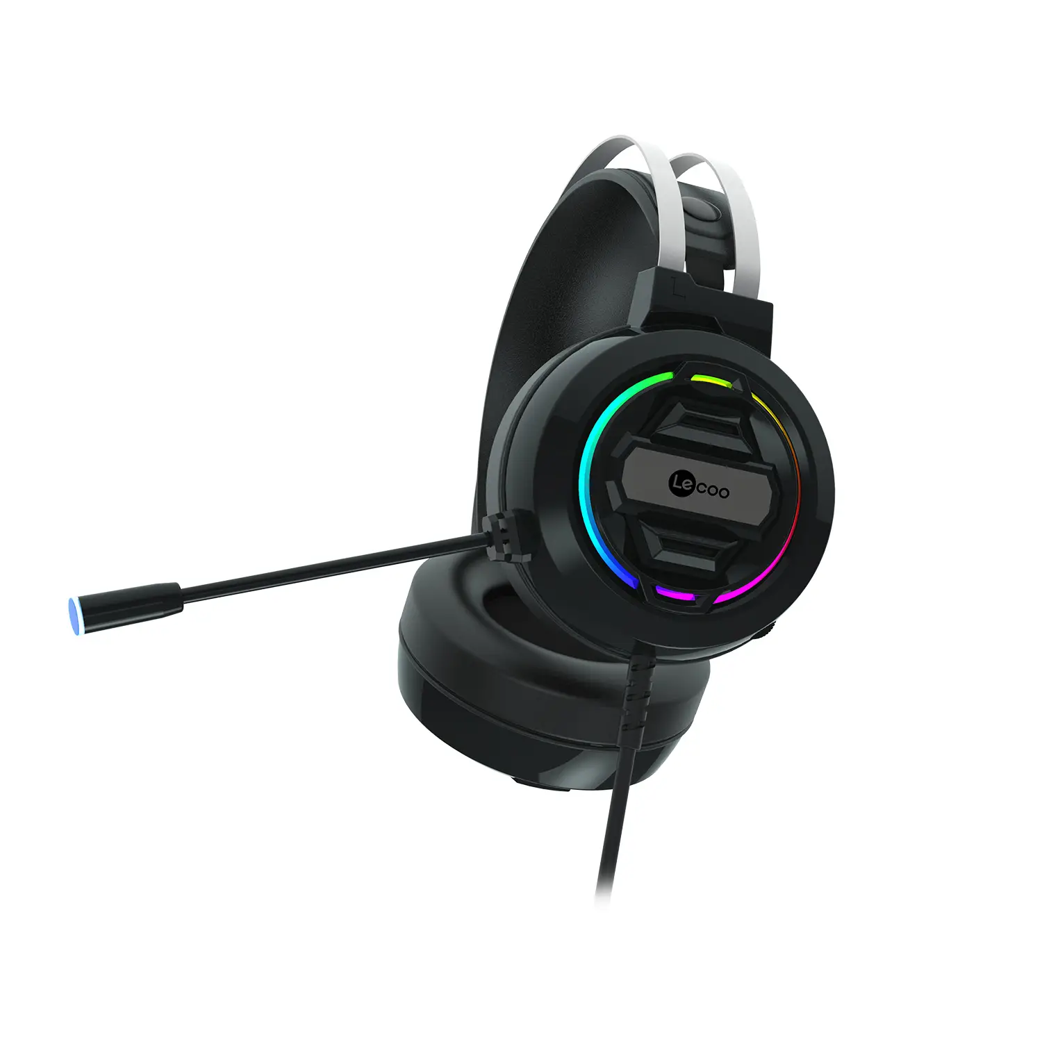 Lecoo HT401 Kablolu 3.5mm Jack + USB Kulak Üstü RGB LED Aydınlatmalı Gaming Kulaklık Siyah - Image 5