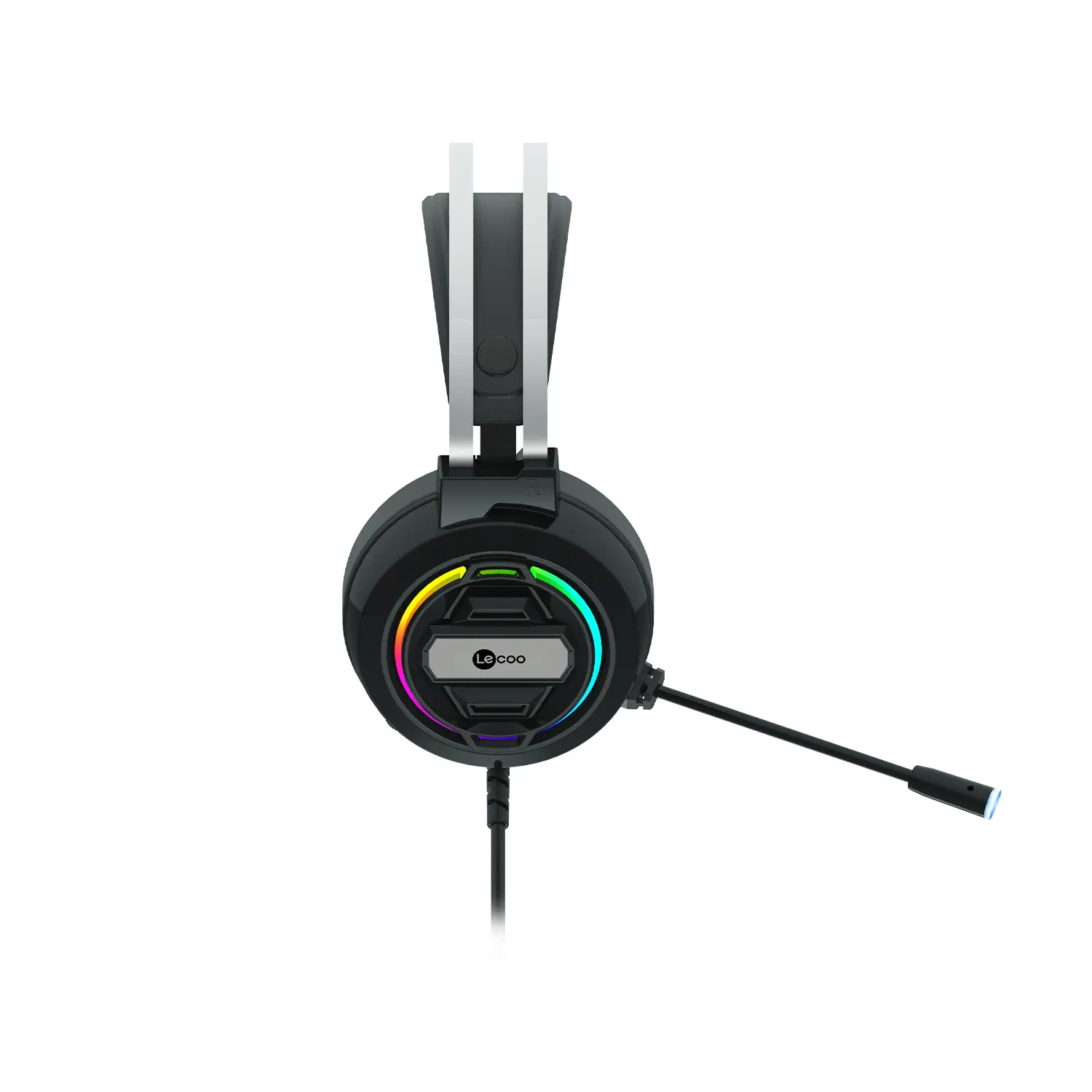 Lecoo HT401 Kablolu 3.5mm Jack + USB Kulak Üstü RGB LED Aydınlatmalı Gaming Kulaklık Siyah - Image 9