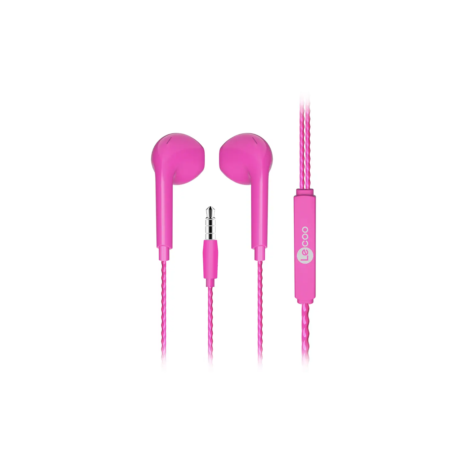 Lecoo EH104 Kablolu 3.5mm Jacklı Kulak İçi Mikrofonlu Kulaklık Pembe