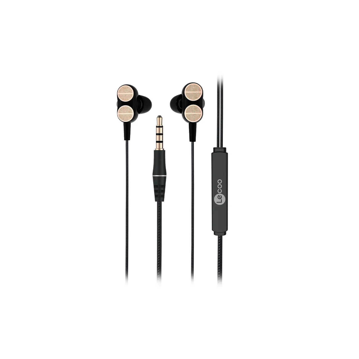 Lecoo EH102 Kablolu 3.5mm Jacklı Kulak İçi Mikrofonlu Dual Driver Kulaklık Siyah