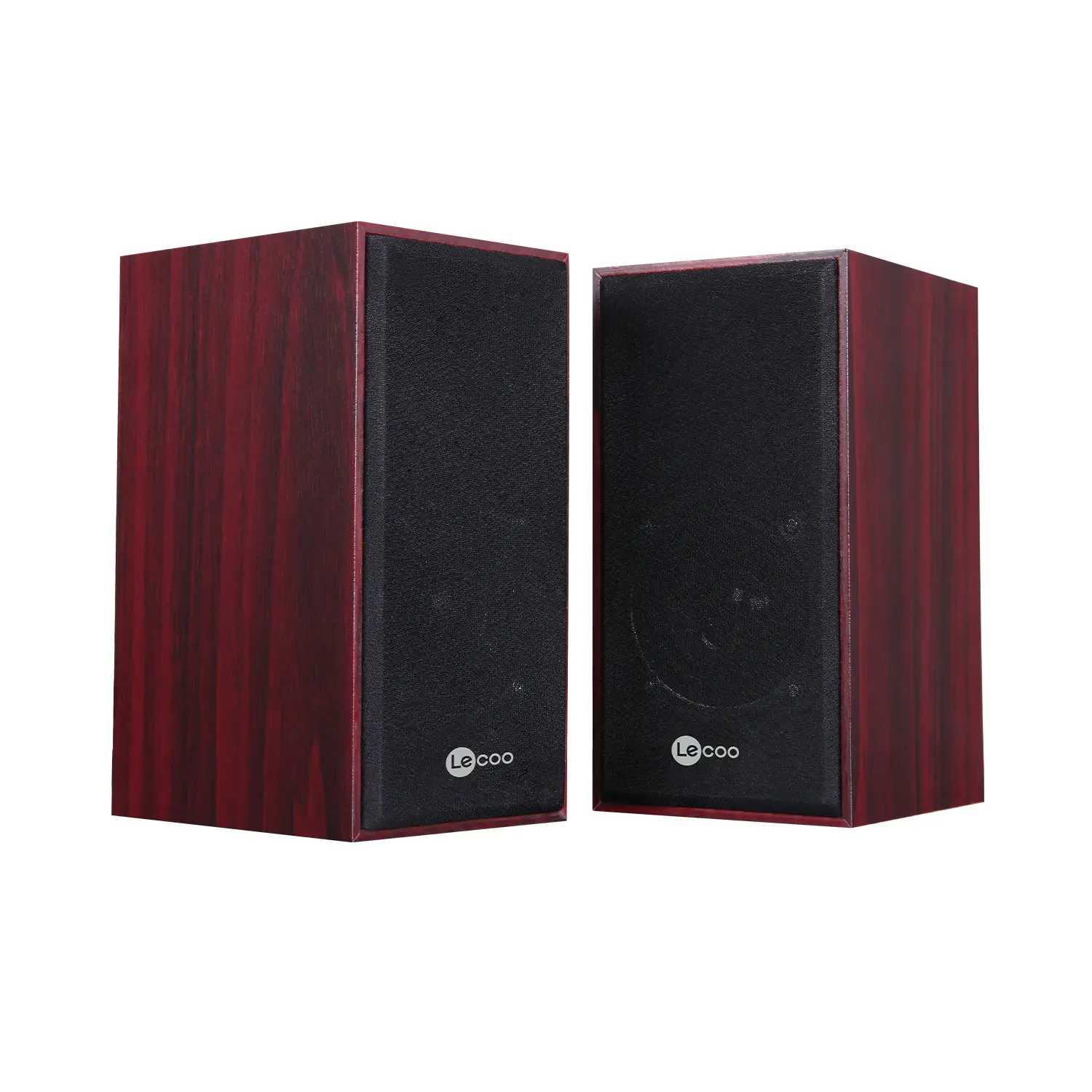 Lecoo DS105 Kablolu USB + 3.5mm Jack Girişli 6W Stereo Masaüstü Ahşap Hoparlör - Image 2