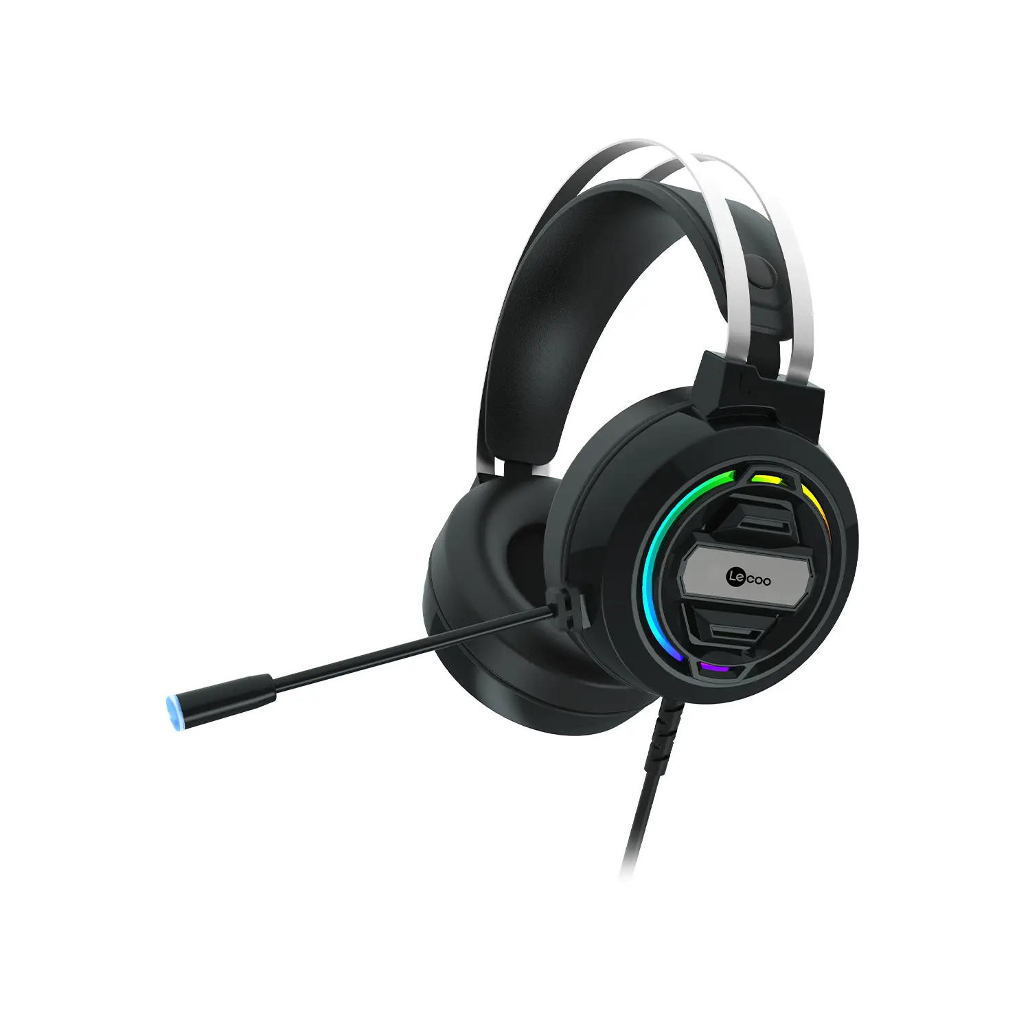 Lecoo HT401 Kablolu USB2.0 RGB LED Aydınlatmalı Kulak Üstü Gaming Kulaklık Siyah - Image 4