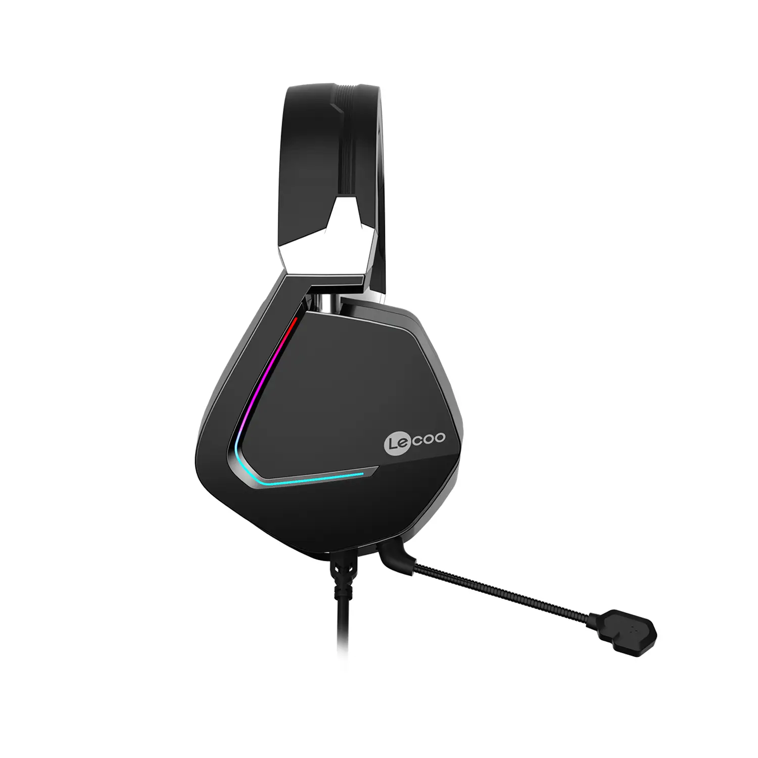 Lecoo HT402 USB Kablolu Surround 7.1 RGB LED Aydınlatmalı Çıkartılabilir Mikrofonlu Kulak Üstü Gaming Kulaklık Siyah - Image 2