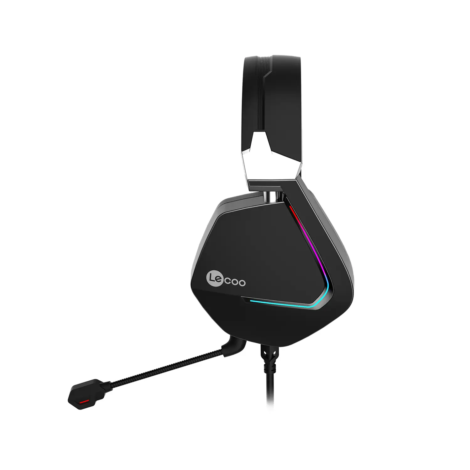Lecoo HT402 USB Kablolu Surround 7.1 RGB LED Aydınlatmalı Çıkartılabilir Mikrofonlu Kulak Üstü Gaming Kulaklık Siyah - Image 3