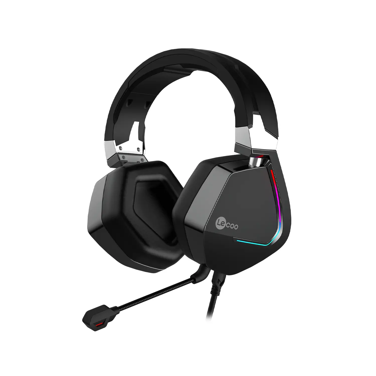 Lecoo HT402 USB Kablolu Surround 7.1 RGB LED Aydınlatmalı Çıkartılabilir Mikrofonlu Kulak Üstü Gaming Kulaklık Siyah - Image 6
