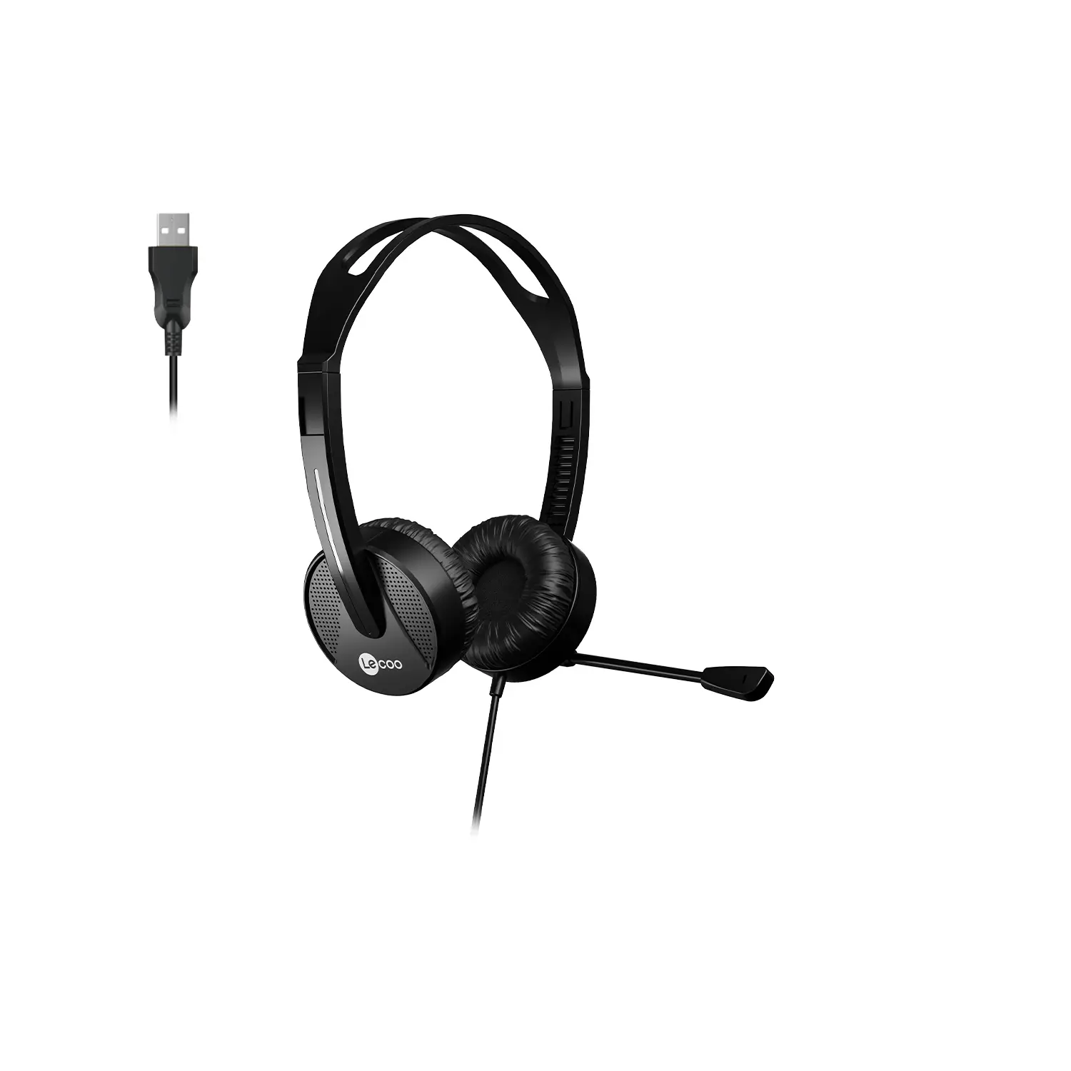 Lecoo HT106 USB Kablolu Mikrofonlu Kulak Üstü Kulaklık Siyah