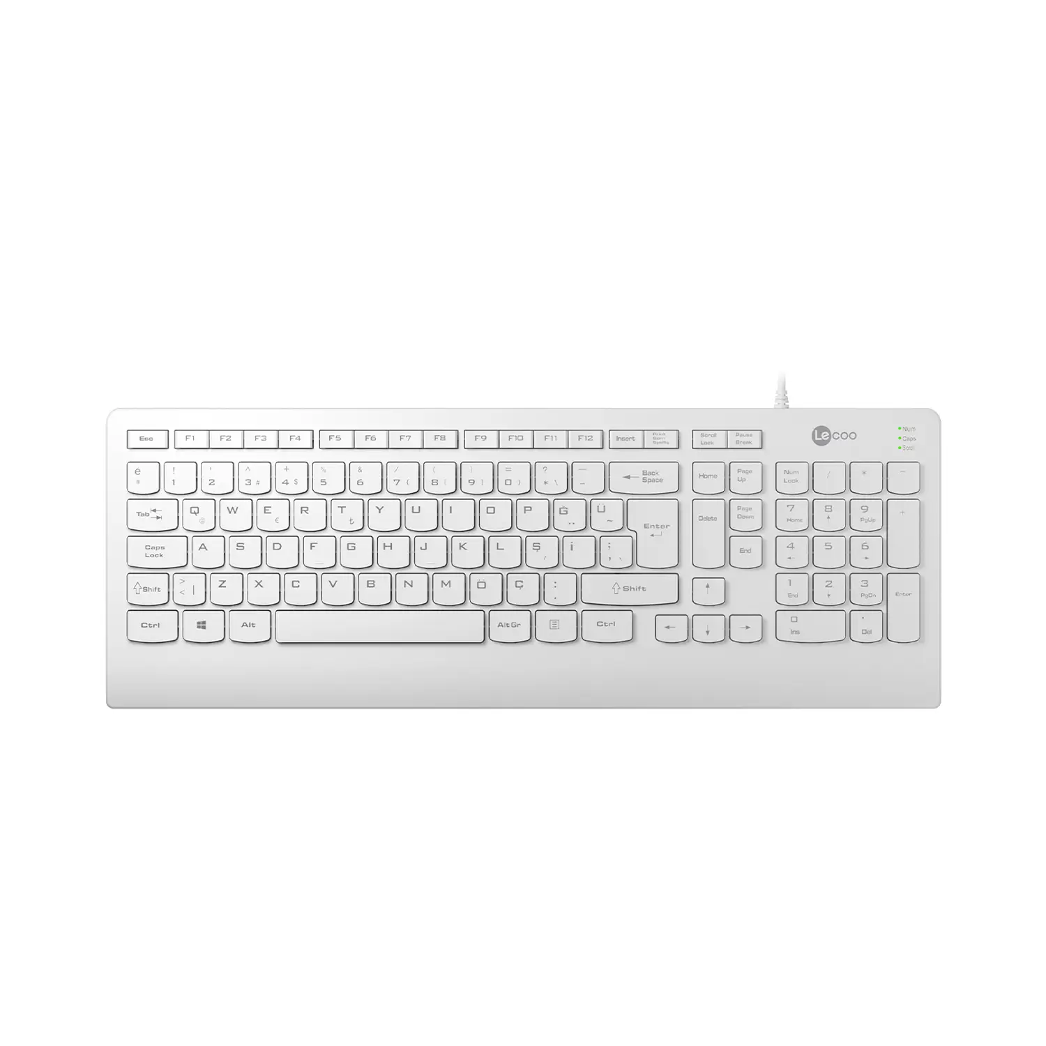 Lecoo KB103 USB Kablolu Türkçe Q Klavye Beyaz