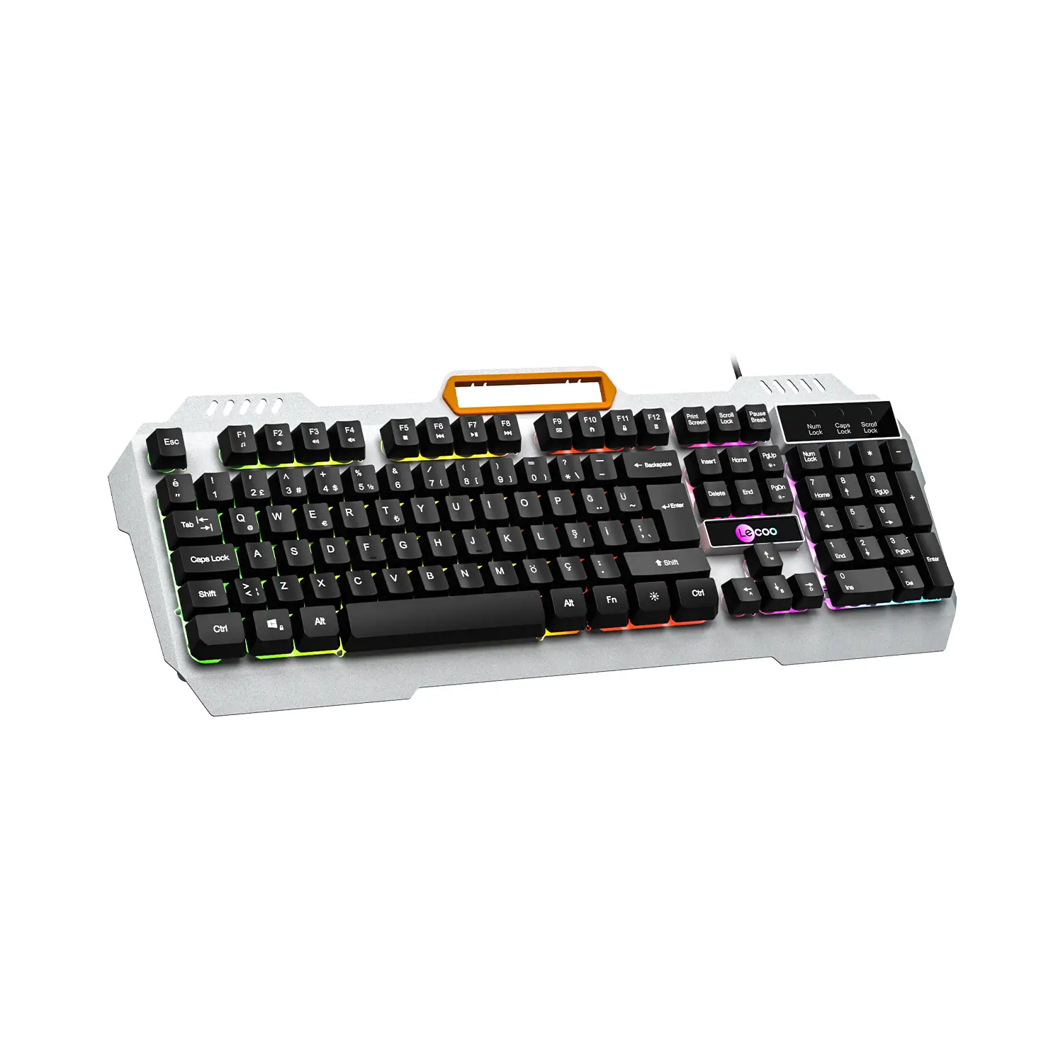 Lecoo KB123 USB Kablolu Rainbow Efektli Gaming Türkçe Q Siyah Klavye - Image 2