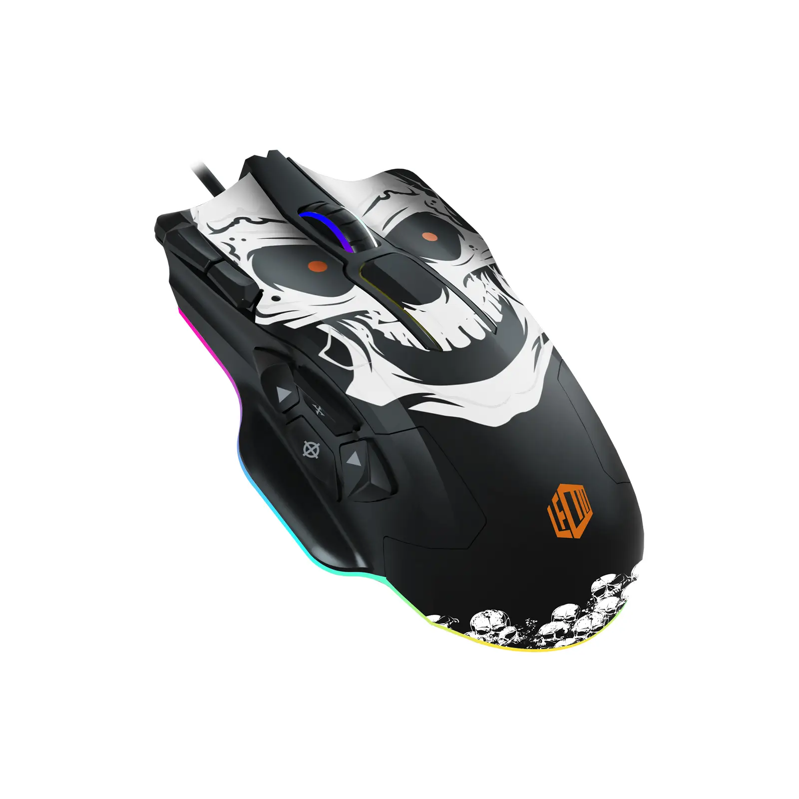 Lecoo MG1102 Kablolu RGB LED Aydınlatmalı 8200DPI 10 Makro Tuşlu Kuru Kafa Desenli Win Mac Gaming Optik Mouse ve Mouse Pad Siyah - Image 2