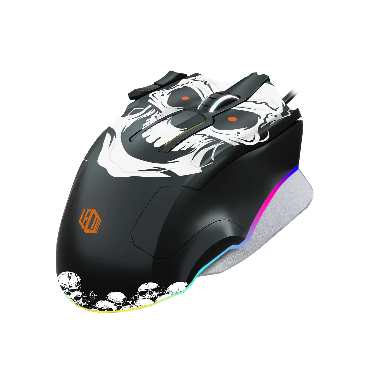 Lecoo MG1102 Kablolu RGB LED Aydınlatmalı 8200DPI 10 Makro Tuşlu Kuru Kafa Desenli Win Mac Gaming Optik Mouse ve Mouse Pad Siyah - Image 3
