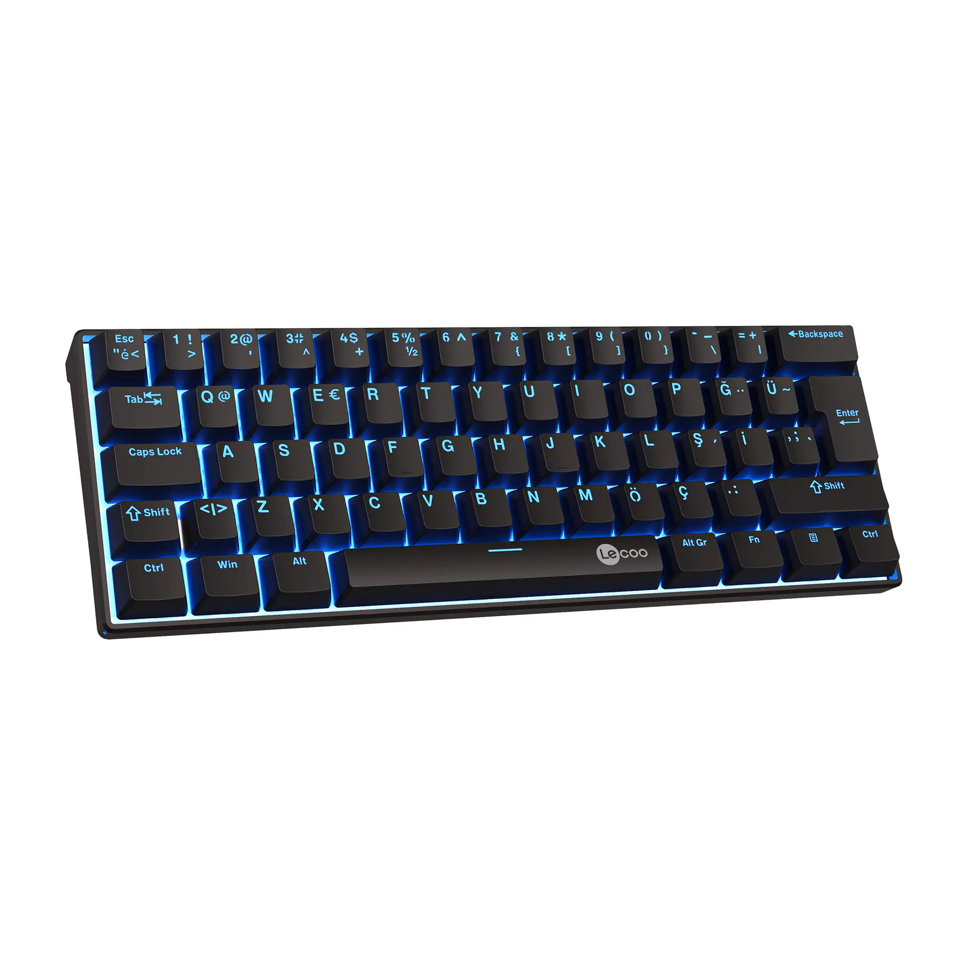 Lecoo GK601 Kablolu Blue Switch 62 Tuş RGB Mekanik Oyuncu Klavyesi Türkçe Q Siyah