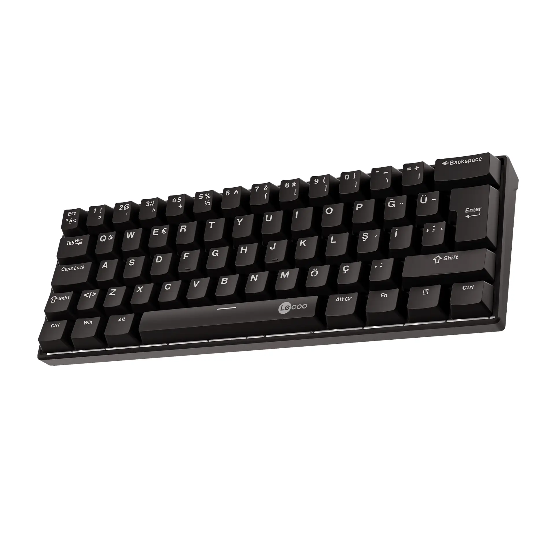 Lecoo GK601 Kablolu Blue Switch 62 Tuş RGB Mekanik Oyuncu Klavyesi Türkçe Q Siyah - Image 2