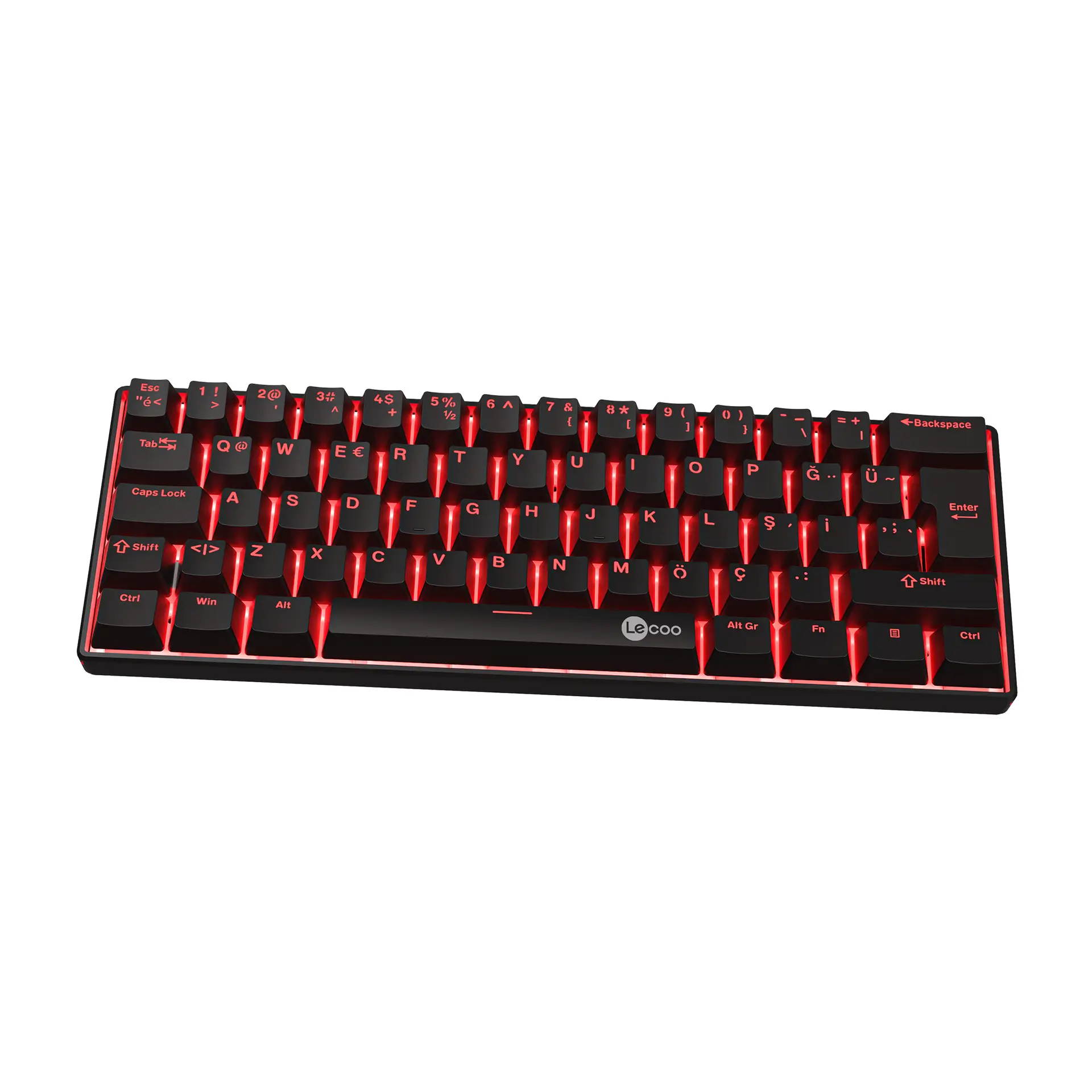 Lecoo GK601 Kablolu Blue Switch 62 Tuş RGB Mekanik Oyuncu Klavyesi Türkçe Q Siyah - Image 4