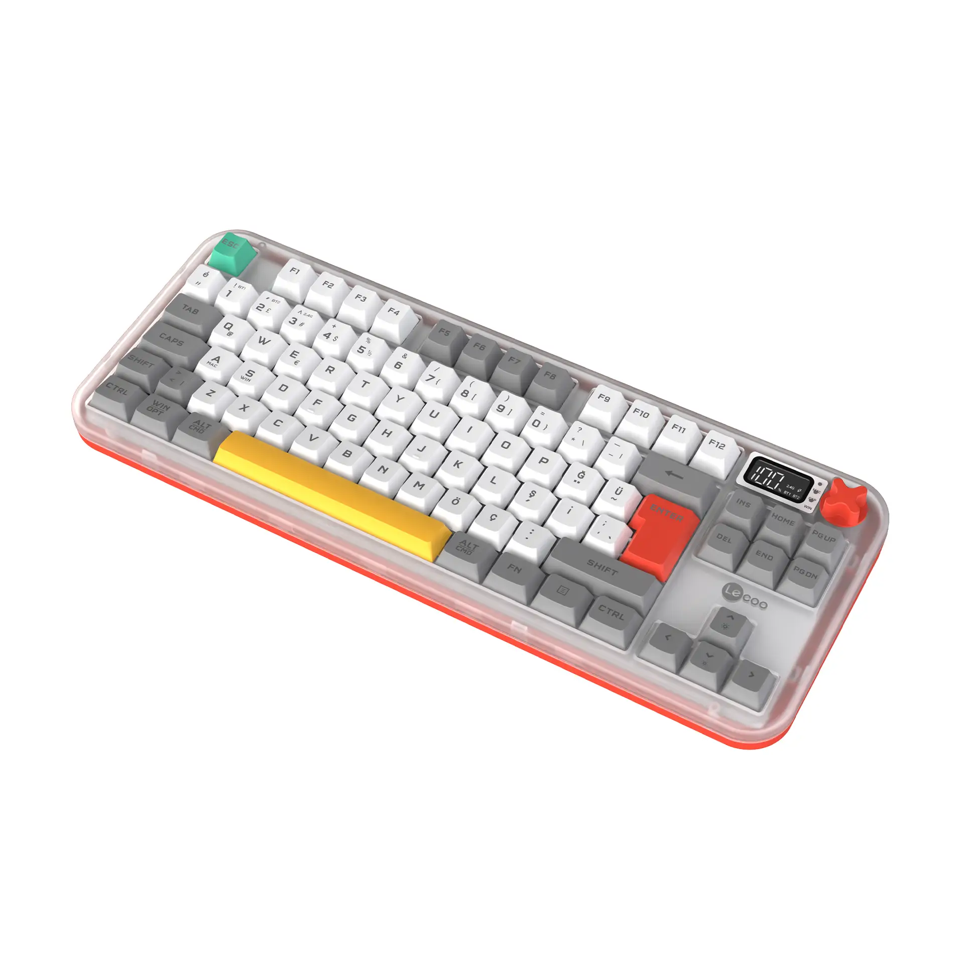 Lecoo GK302 Üç Modlu RGB Kablosuz 85 Tuşlu Türkçe Q Membran Oyuncu Klavyesi Beyaz Gri - Image 20