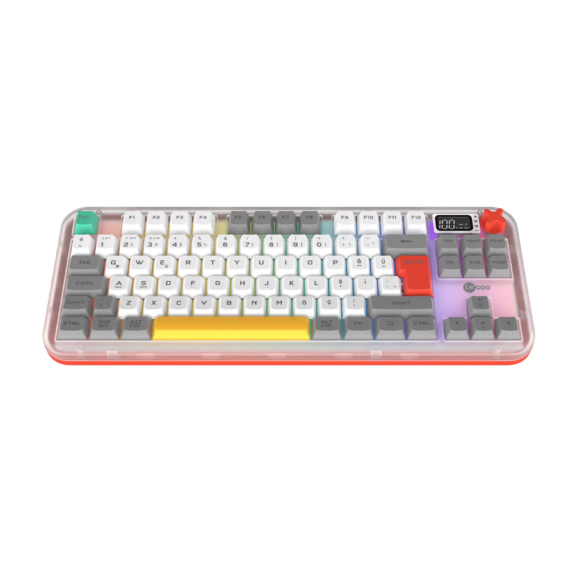 Lecoo GK302 Üç Modlu RGB Kablosuz 85 Tuşlu Türkçe Q Membran Oyuncu Klavyesi Beyaz Gri - Image 23