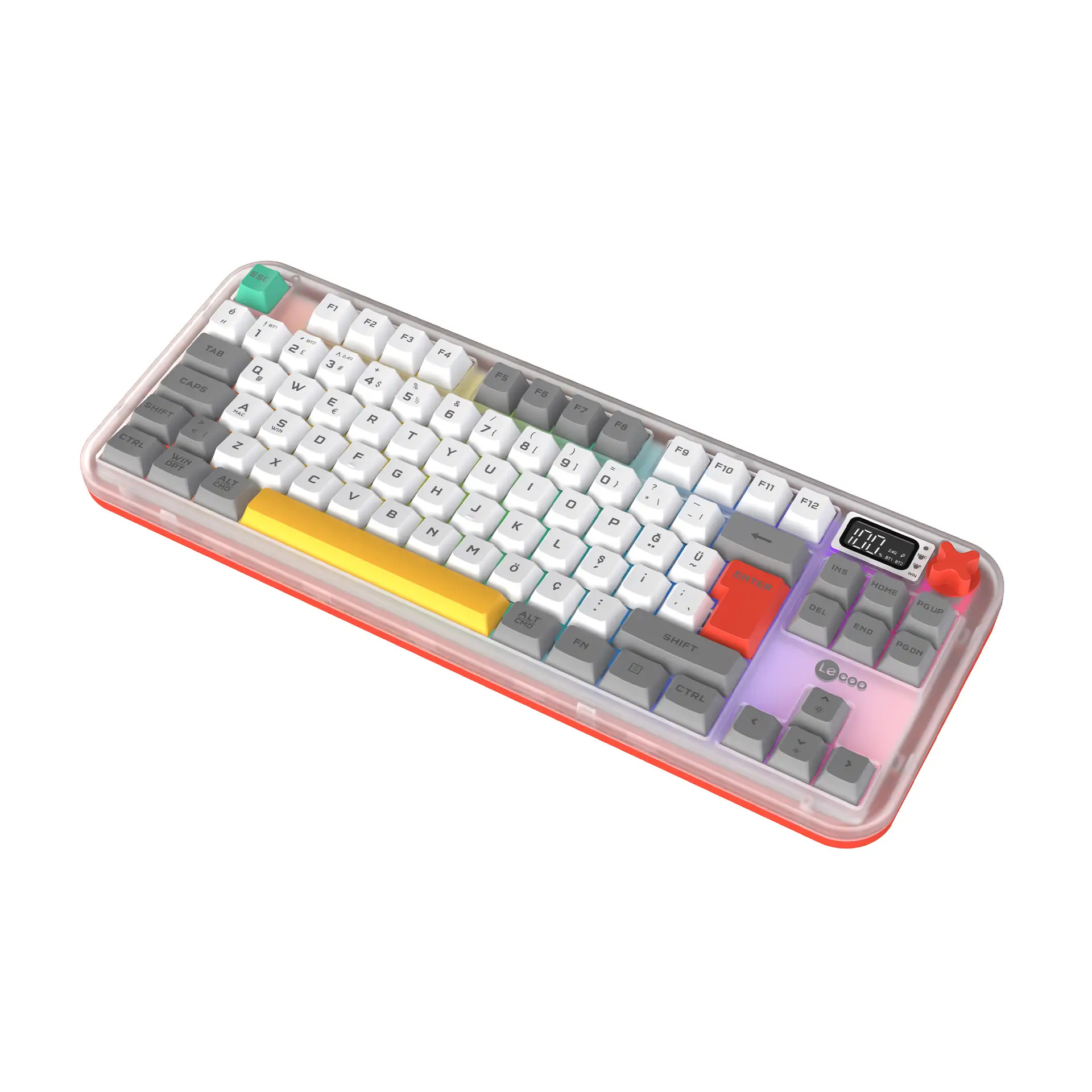 Lecoo GK302 Üç Modlu RGB Kablosuz 85 Tuşlu Türkçe Q Membran Oyuncu Klavyesi Beyaz Gri - Image 24
