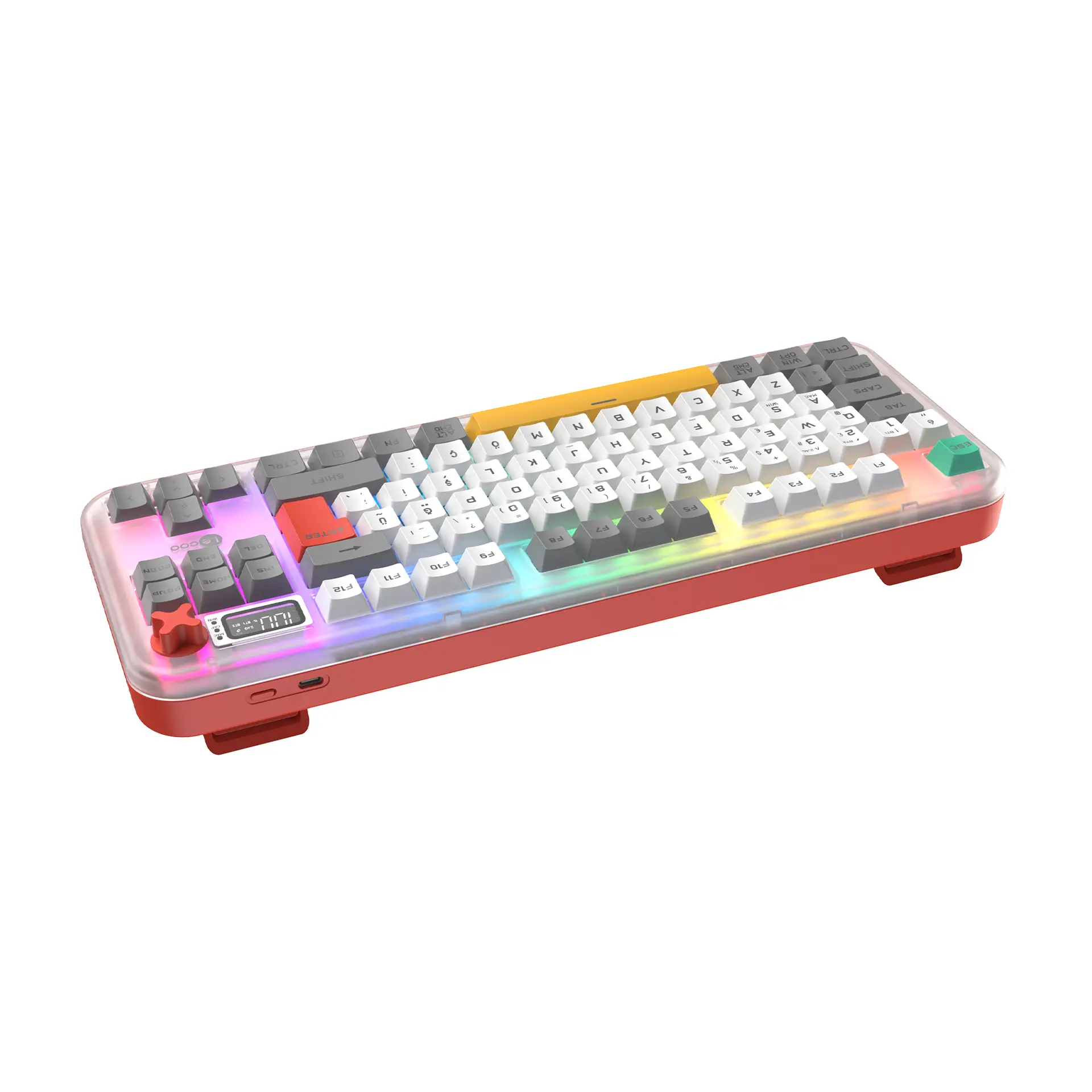 Lecoo GK302 Üç Modlu RGB Kablosuz 85 Tuşlu Türkçe Q Membran Oyuncu Klavyesi Beyaz Gri - Image 12