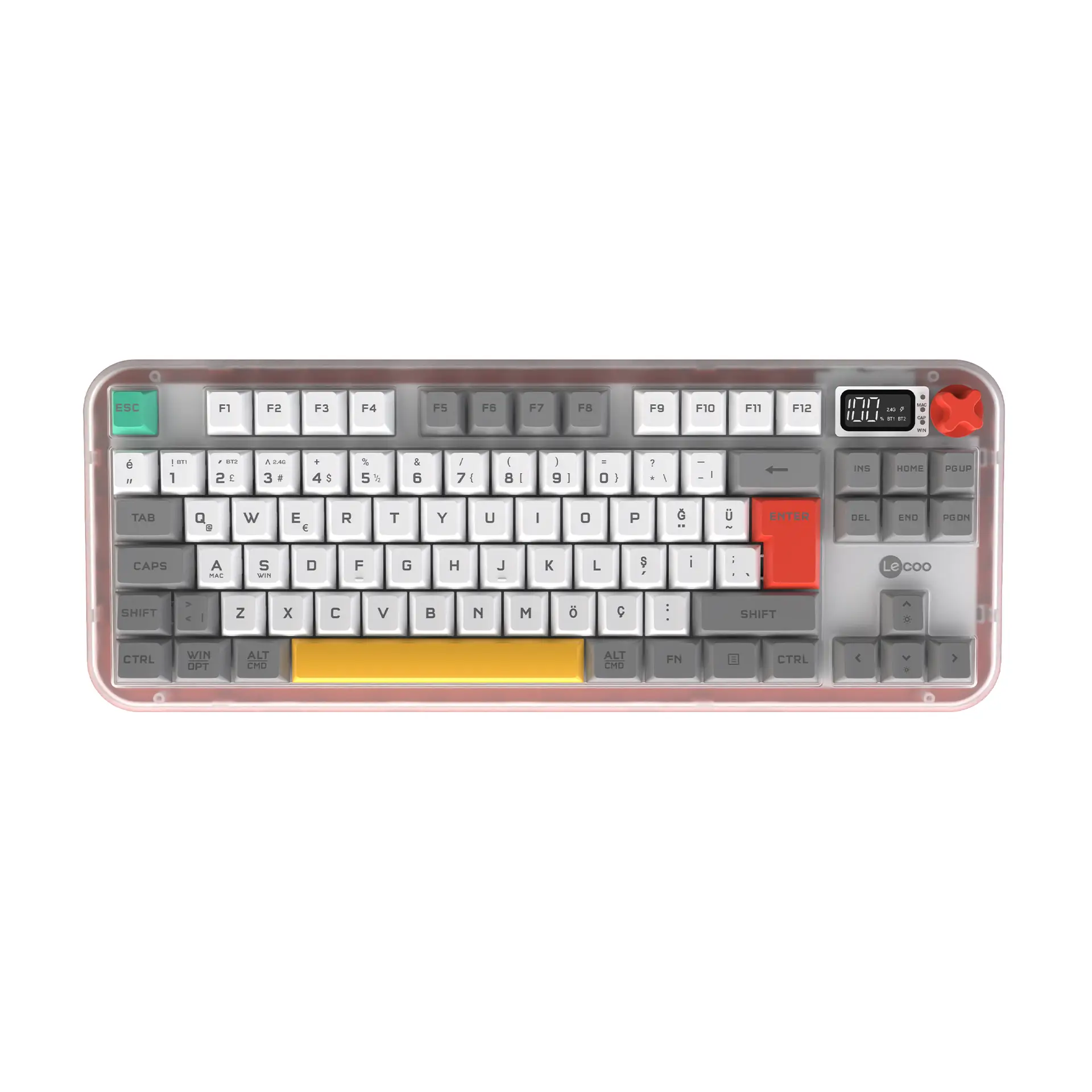 Lecoo GK302 Üç Modlu RGB Kablosuz 85 Tuşlu Türkçe Q Membran Oyuncu Klavyesi Beyaz Gri - Image 18