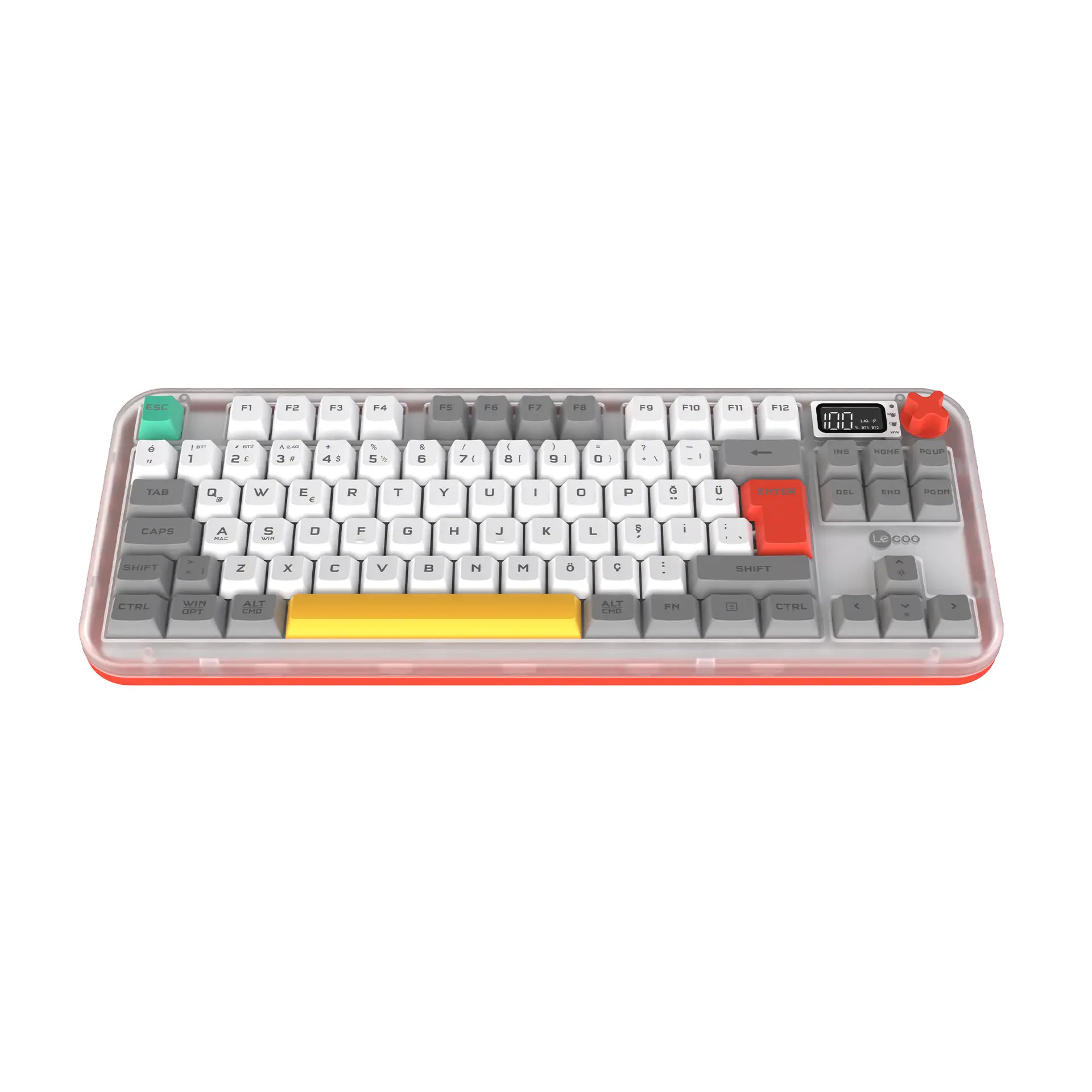 Lecoo GK302 Üç Modlu RGB Kablosuz 85 Tuşlu Türkçe Q Membran Oyuncu Klavyesi Beyaz Gri - Image 19
