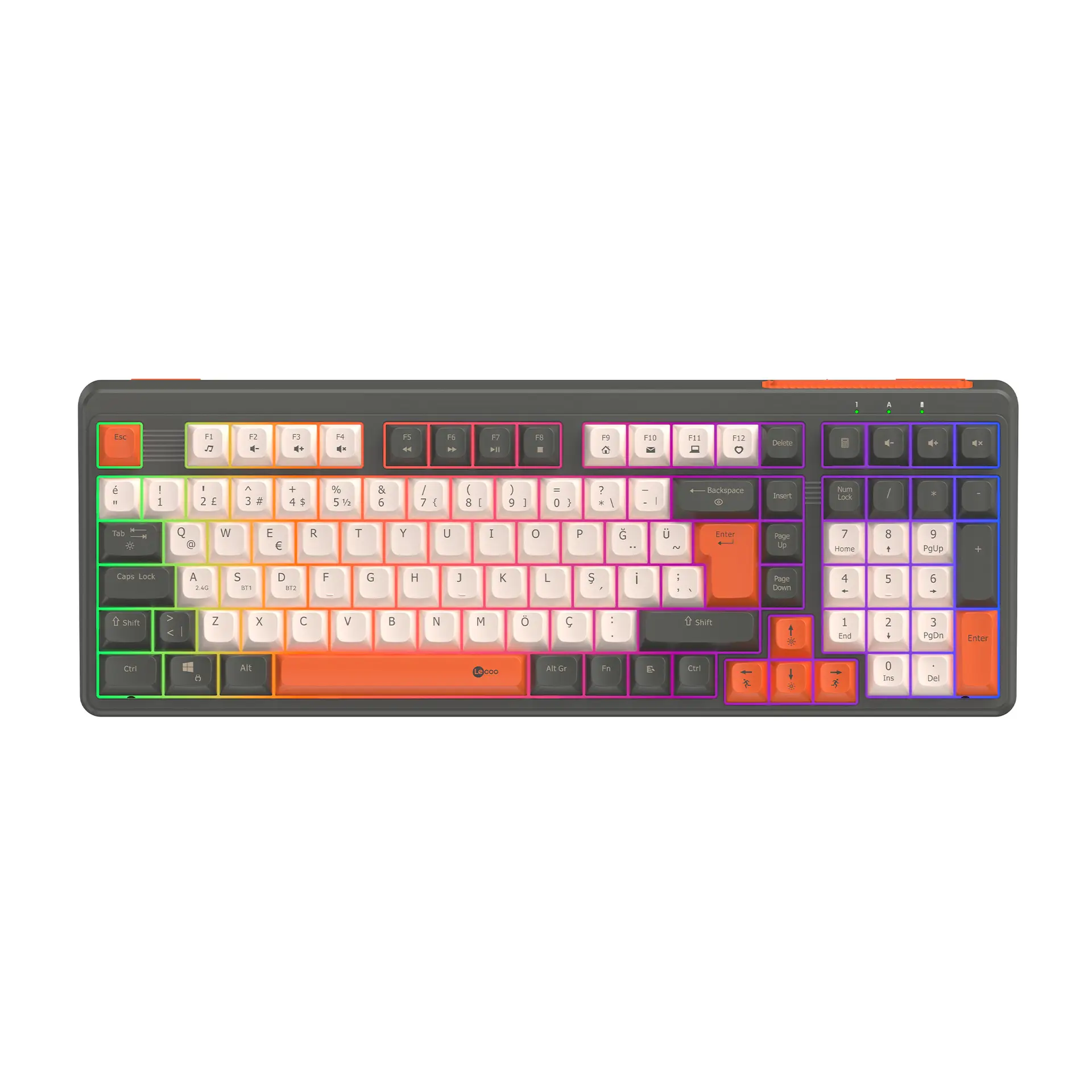 Lecoo GK104 Üç Modlu RGB Aydınlatmalı Membran Gaming Klavye Beyaz Siyah
