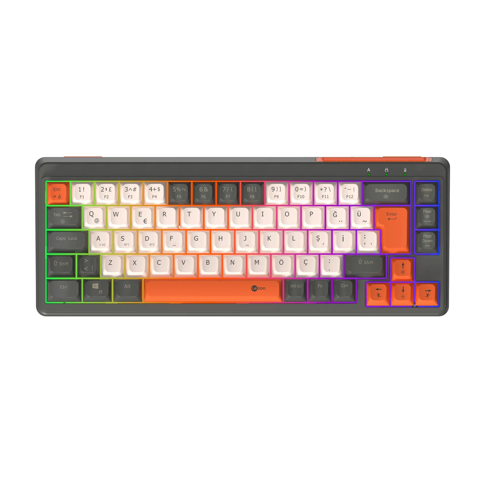 Lecoo GK680 Üç Modlu RGB Aydınlatmalı 68 Tuş Membran Gaming Klavye Siyah Turuncu