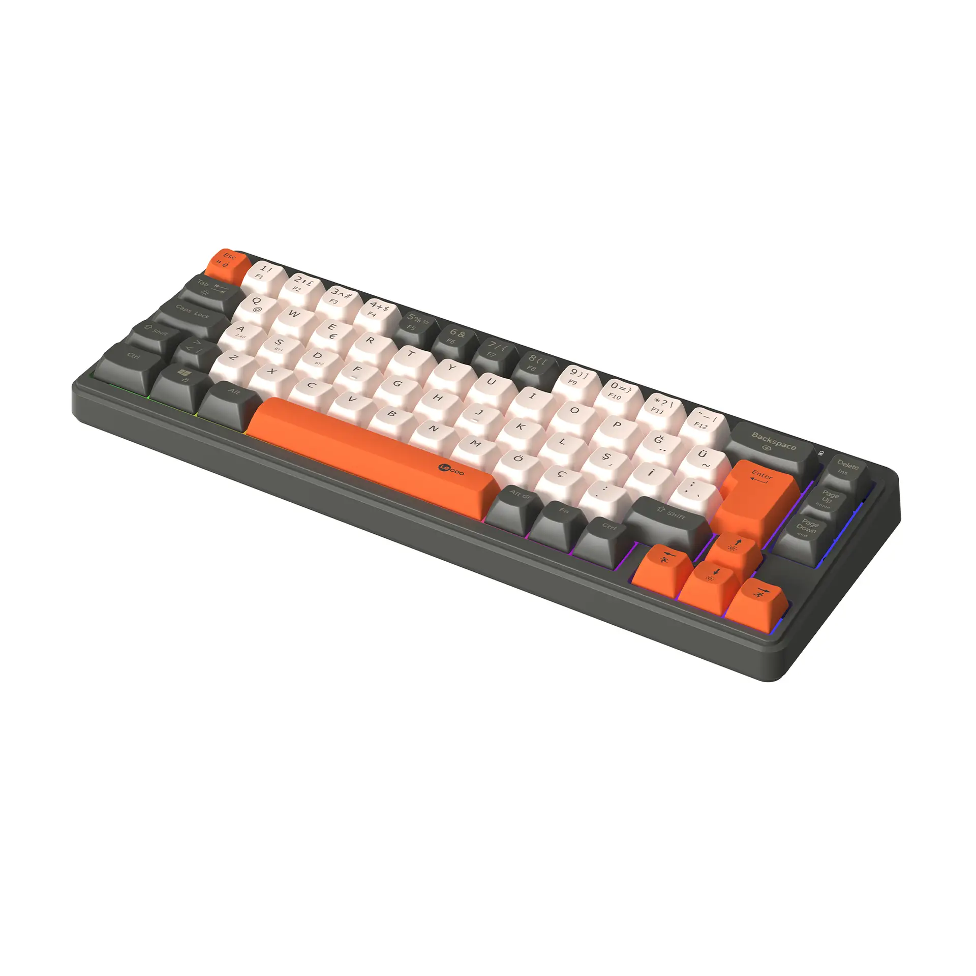 Lecoo GK680 Üç Modlu RGB Aydınlatmalı 68 Tuş Membran Gaming Klavye Siyah Turuncu - Image 2