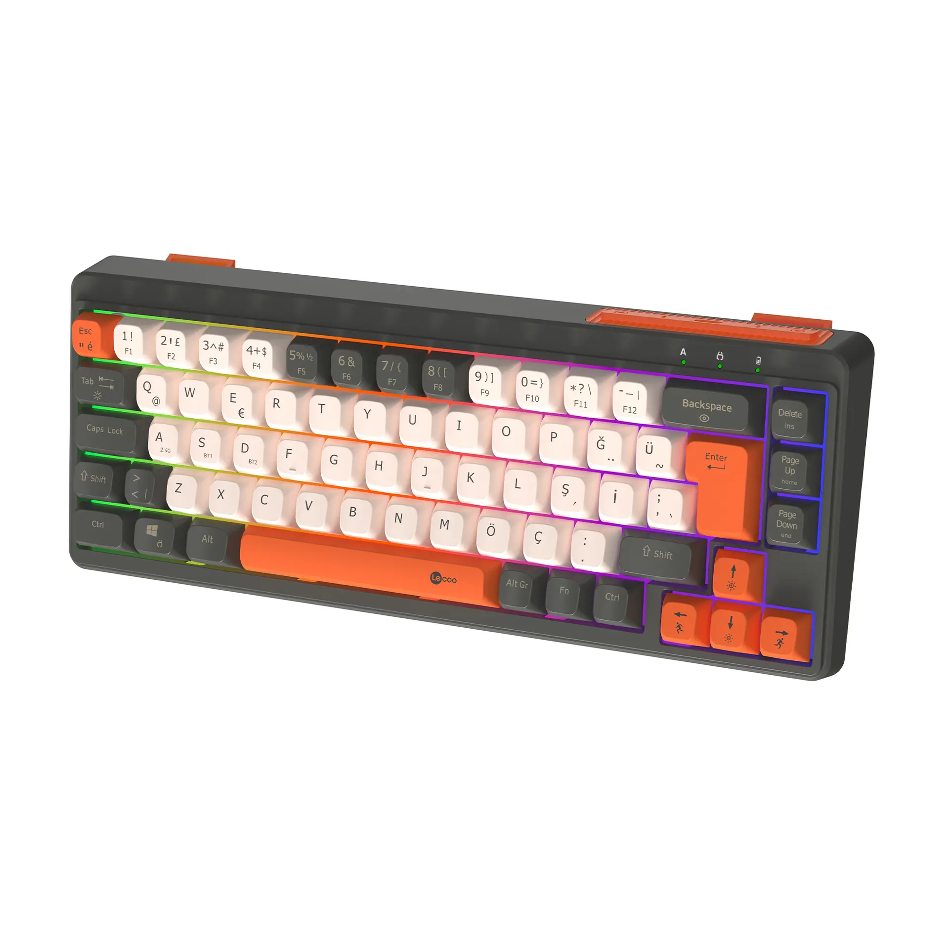Lecoo GK680 Üç Modlu RGB Aydınlatmalı 68 Tuş Membran Gaming Klavye Siyah Turuncu - Image 4