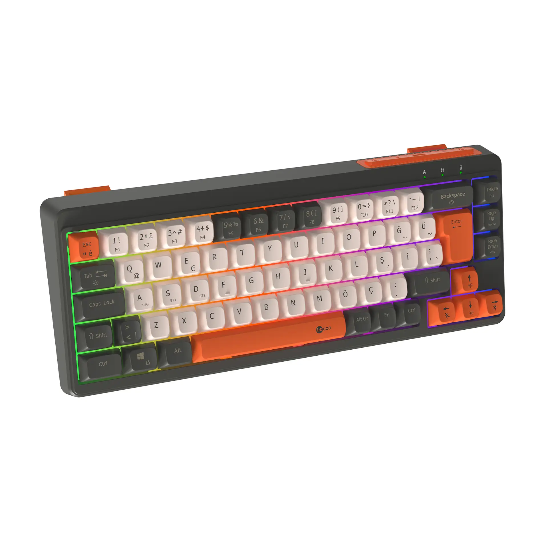 Lecoo GK680 Üç Modlu RGB Aydınlatmalı 68 Tuş Membran Gaming Klavye Siyah Turuncu - Image 5